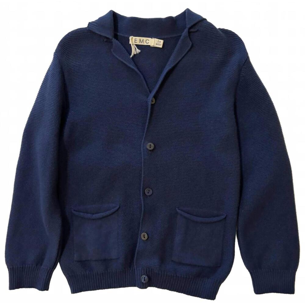 NEW EMC boys knit cardigan top in navy